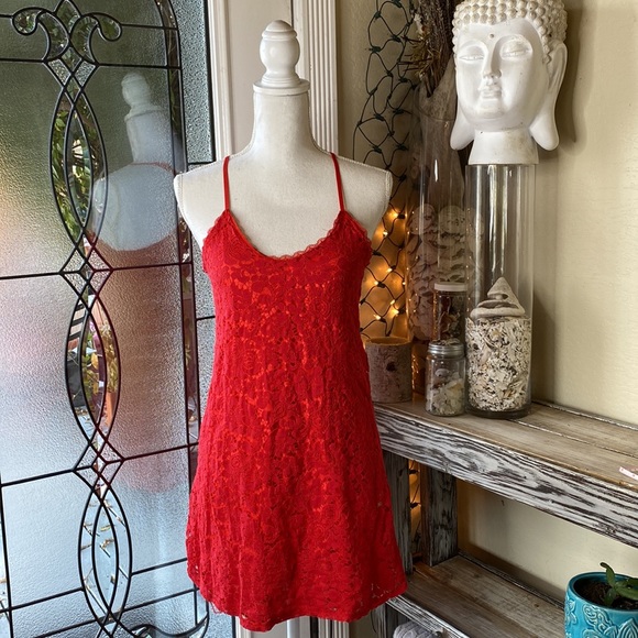 Dresses & Skirts - Red lace mini  dress mini